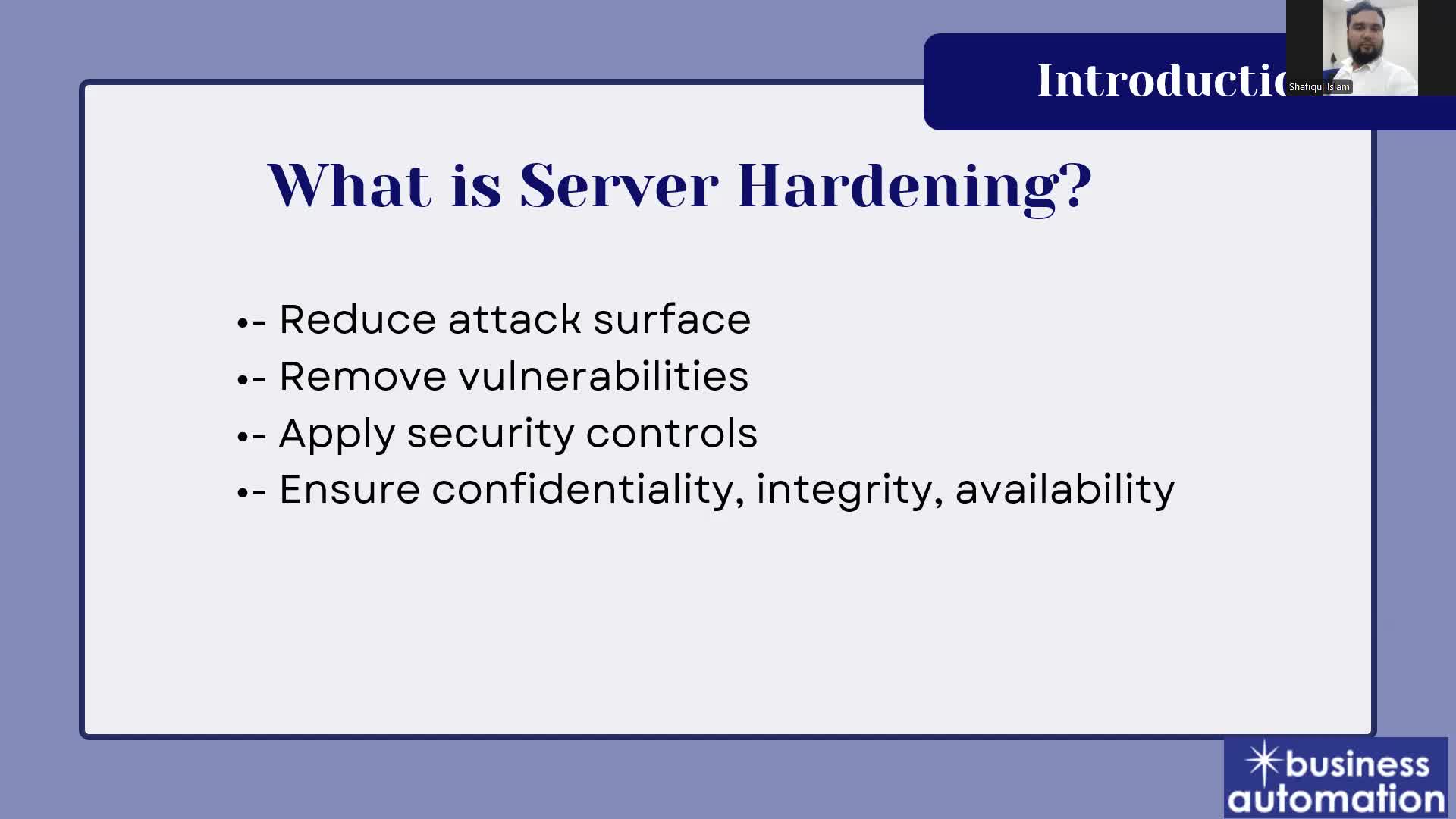 Server Hardening before project launch